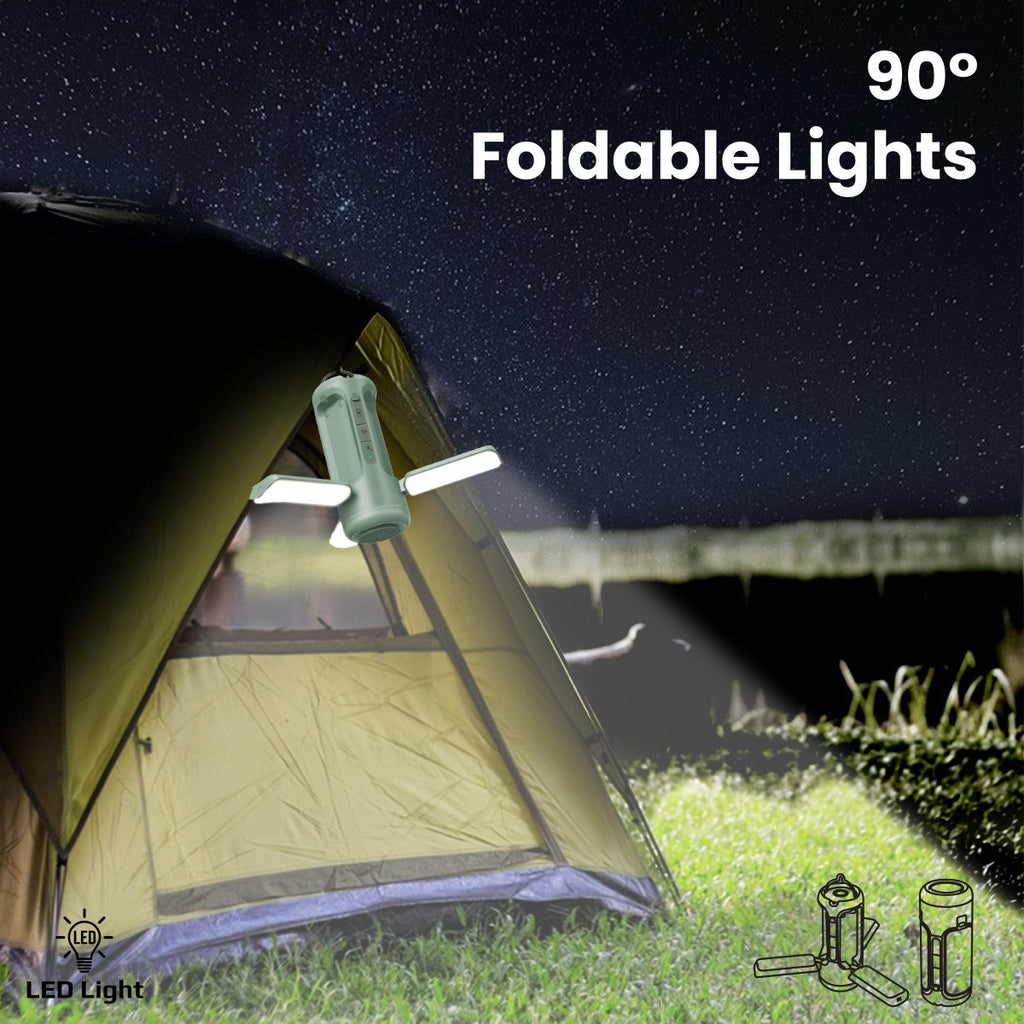 Multifunctional Camping Kit with LED Light, 6000mAh Power Bank and  Bluetooth Speaker