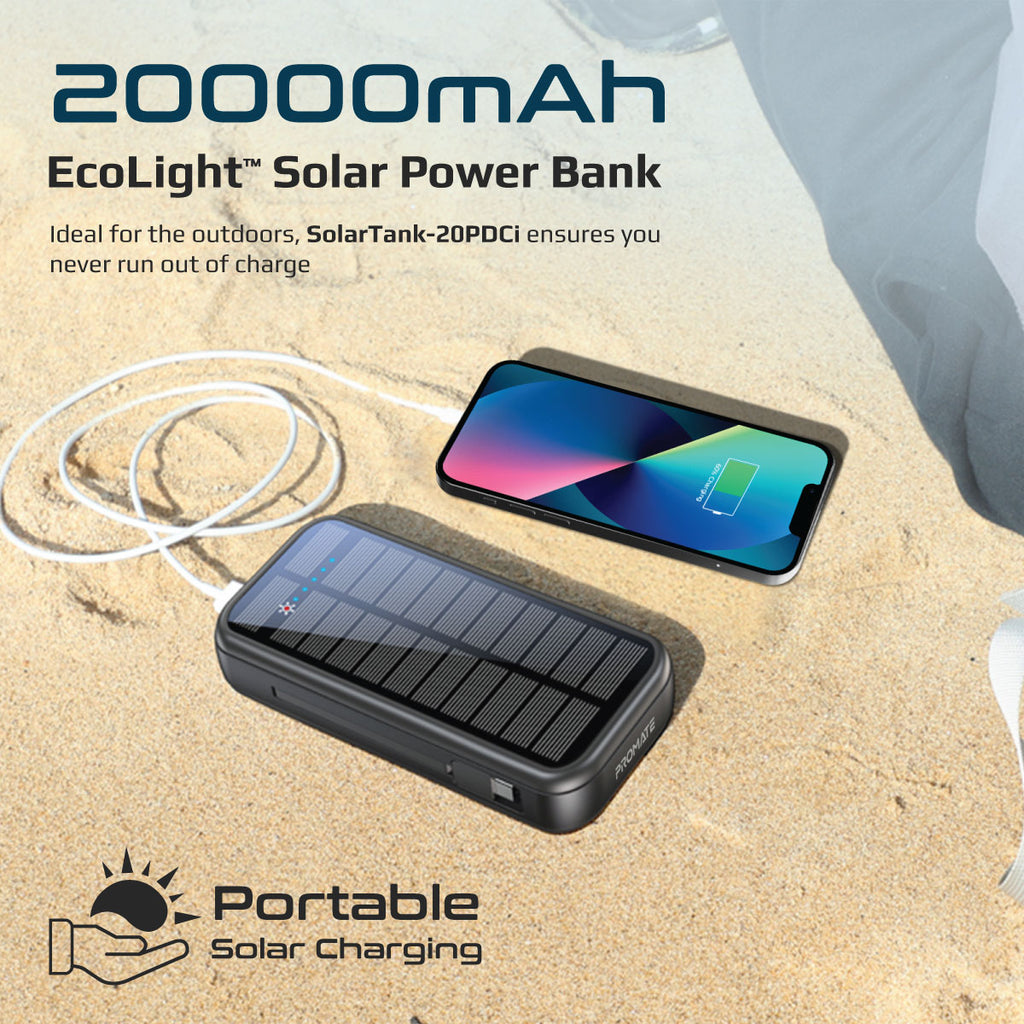 PROMATE ECOLIGHT SOLAR POWER BANK 20000MAH - Asia Mobile Phone