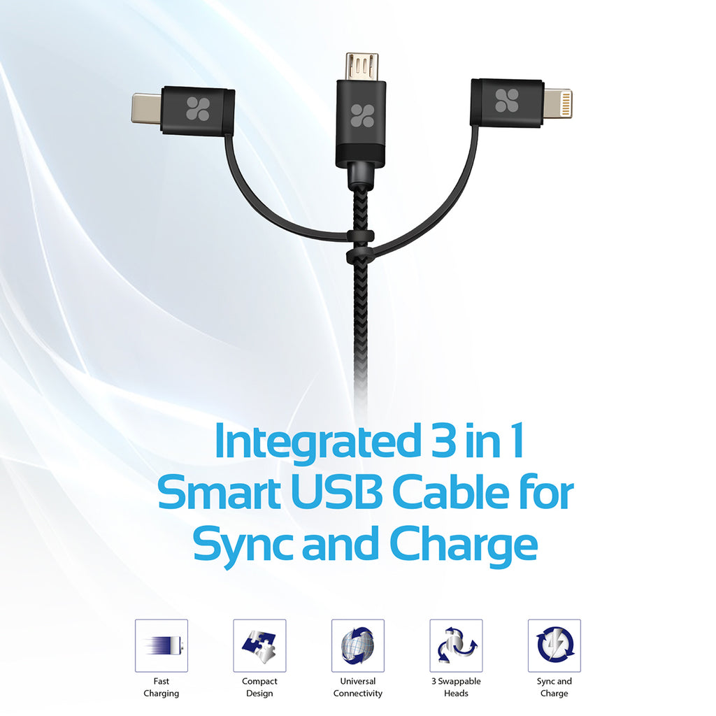 Apple MFi Trio-ended Charge and Sync Cable with Lightning, Type-C