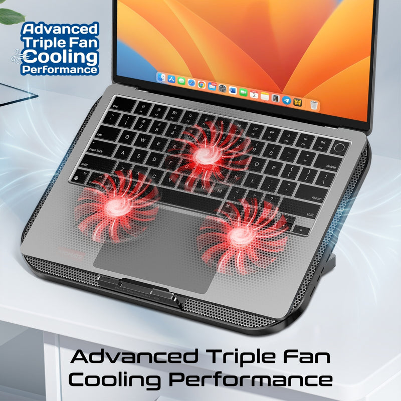 Multi-Level Laptop Cooling Pad with 3 Silent Fans & Phone Stand