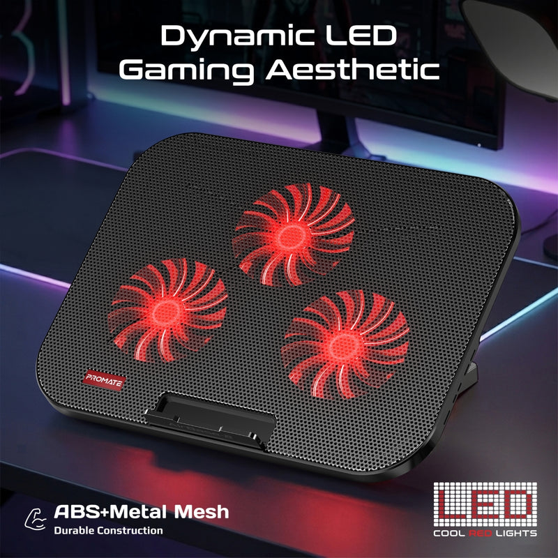 Multi-Level Laptop Cooling Pad with 3 Silent Fans & Phone Stand