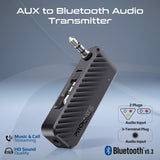 Compact AUX to Bluetooth Audio Transmitter Adapter