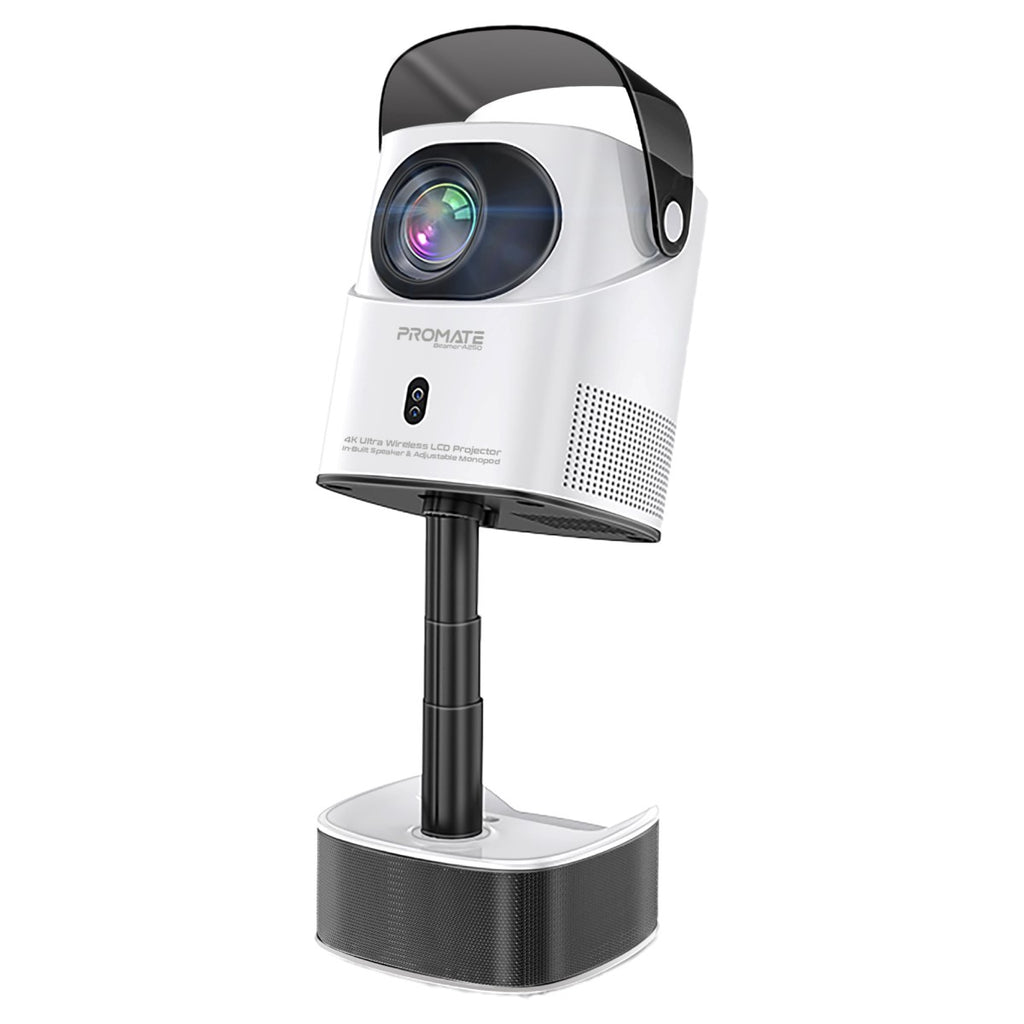 Beamer Video Projection System 4K Ultra HD Wireless LCD Projector with Built-In Speaker & Monopod Sta ...