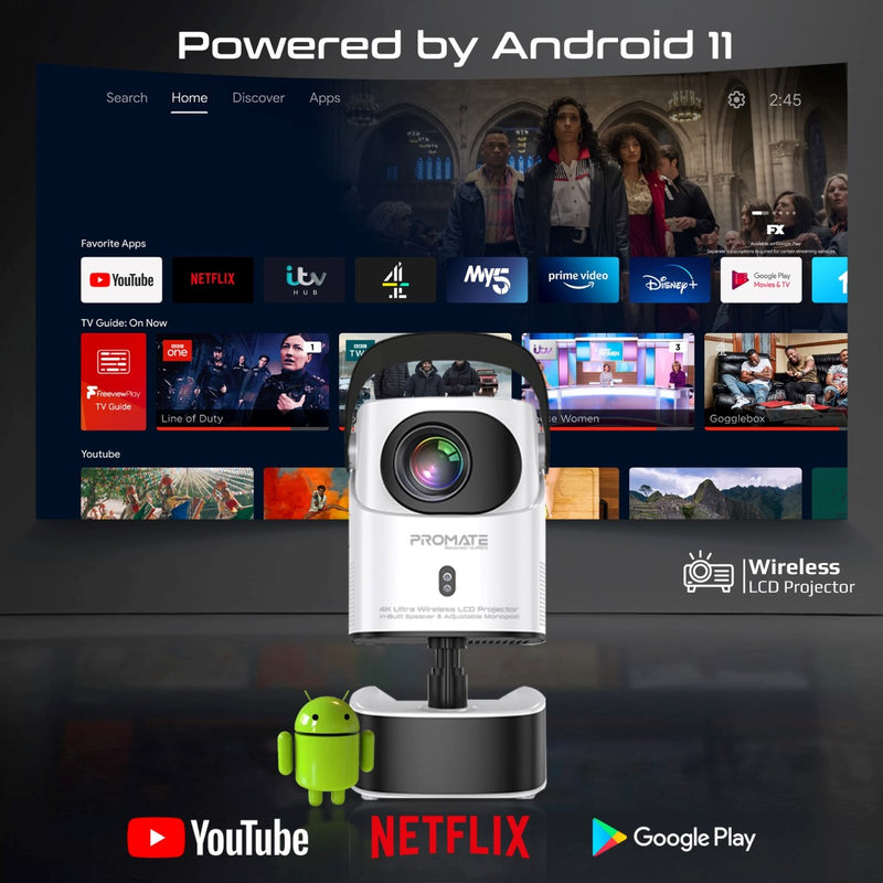 4K Ultra HD Wireless LCD Projector With Built In Speaker Monopod Sta 4K Ultra HD Wireless LCD Projector With Built In Speaker Monopod Sta