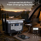 2400W/2560Wh LiFePO4 Power Station with Detachable Stove, Smart Display & Built-In Speaker