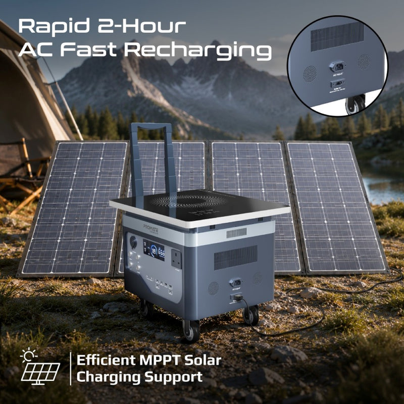 2400W/2560Wh LiFePO4 Power Station with Detachable Stove, Smart Display & Built-In Speaker