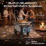 2400W/2560Wh LiFePO4 Power Station with Detachable Stove, Smart Display & Built-In Speaker