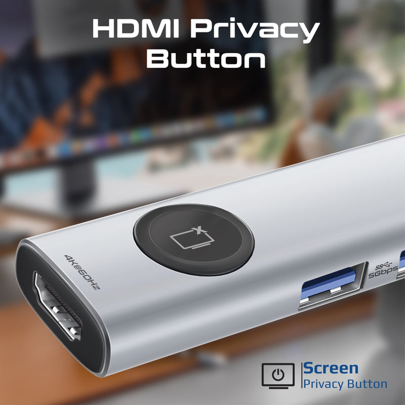 4K@60Hz Multi-Function High Speed USB-C Hub with Screen Privacy Button