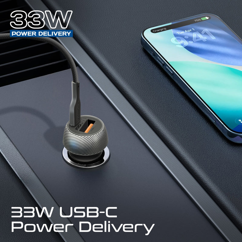 33W Power Delivery Dual Port Car Charger Combo with 60W Fast Charging USB-C cable