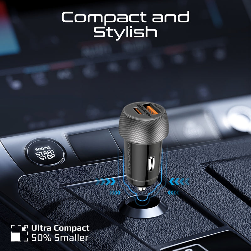 33W Power Delivery Dual Port Car Charger Combo with 60W Fast Charging USB-C cable