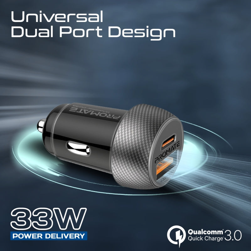 33W Power Delivery Dual Port Car Charger Combo with Ultra-Fast USB-C to Lightning cable