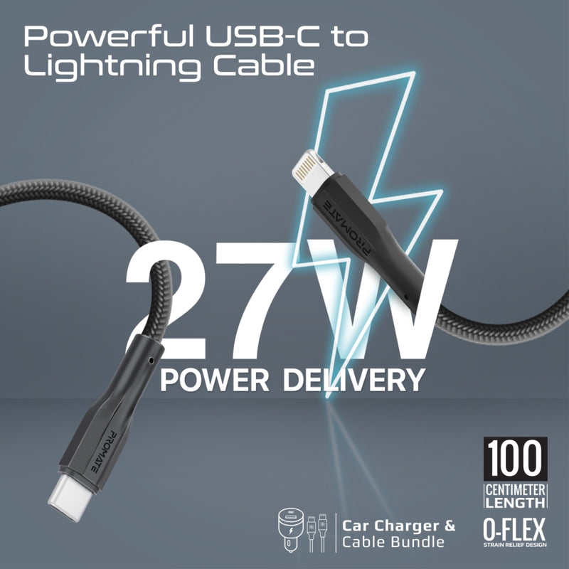 33W Power Delivery Dual Port Car Charger Combo with Ultra-Fast USB-C to Lightning cable