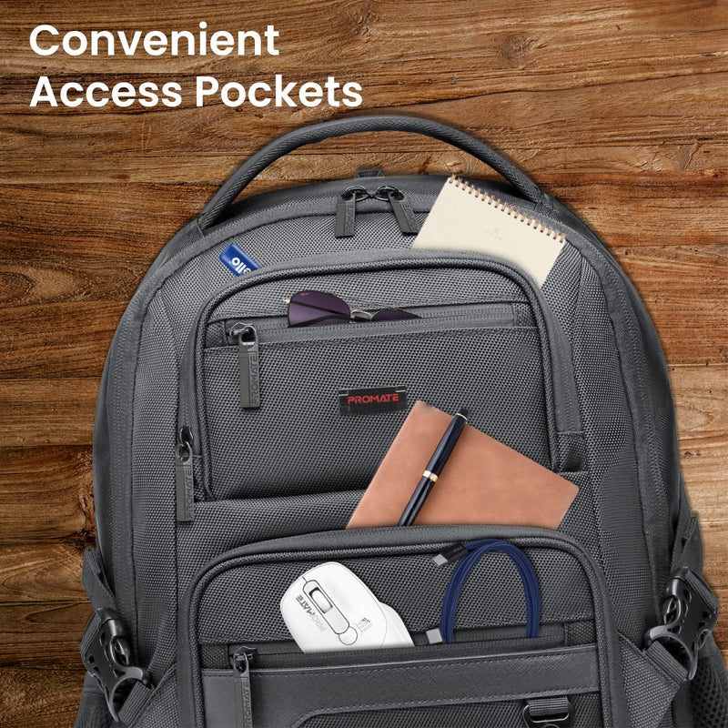 SecureStorage™ 15.6” Laptop Backpack with Multiple Large Compartments – Promate Technologies