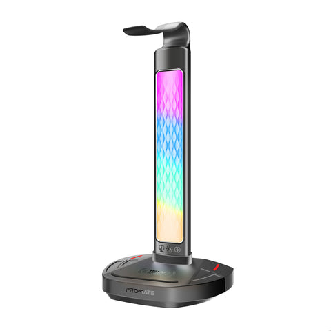 Multifunctional RGB Headset Stand with 15W Wireless Charger & USB Hub