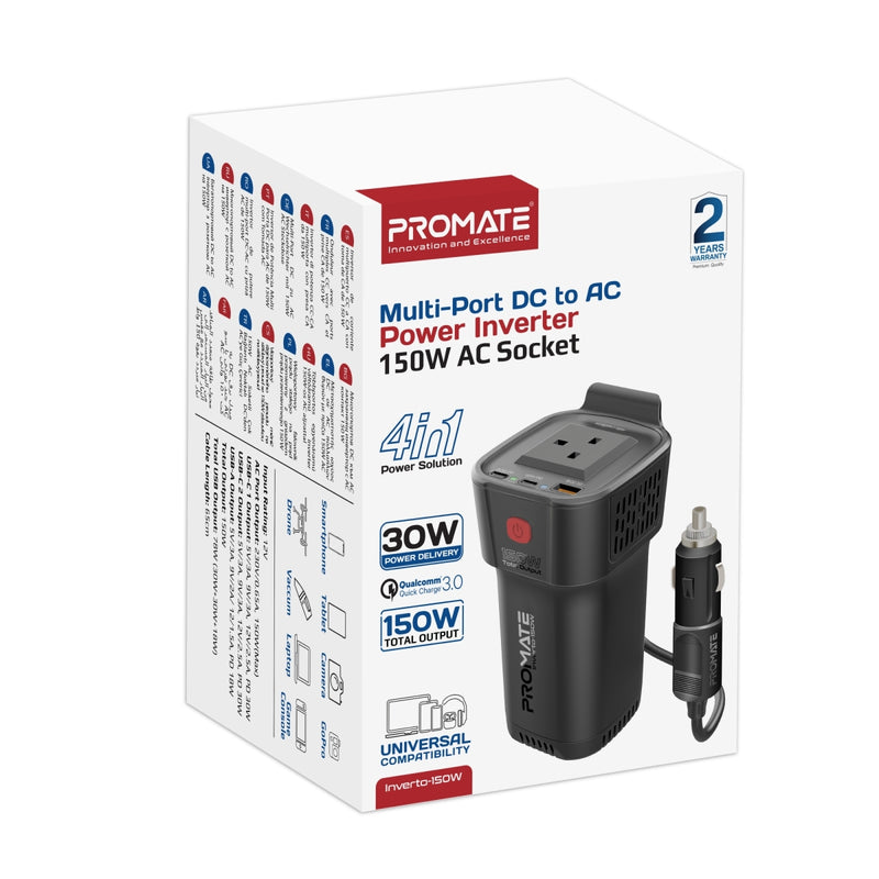 Multi-Port DC to AC Power Inverter with 150W AC Socket