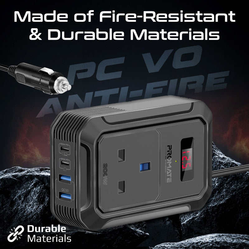Multi-Port DC to AC Power Inverter with 200W AC Socket – Promate ...