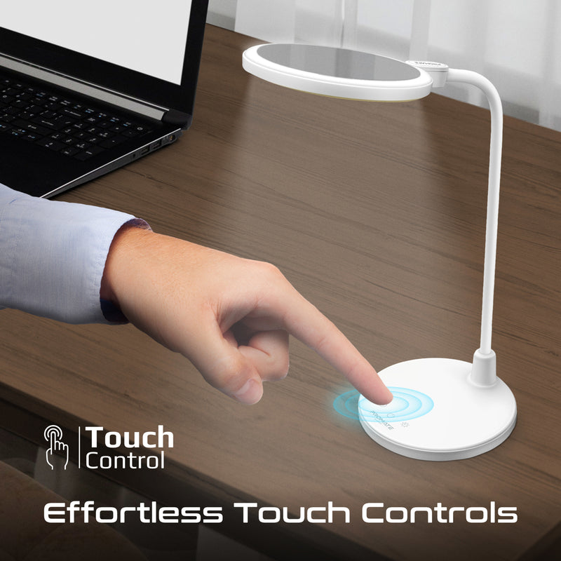 Flexible Gooseneck LED Desk Lamp with Ring Light Vanity Mirror and touch controls
