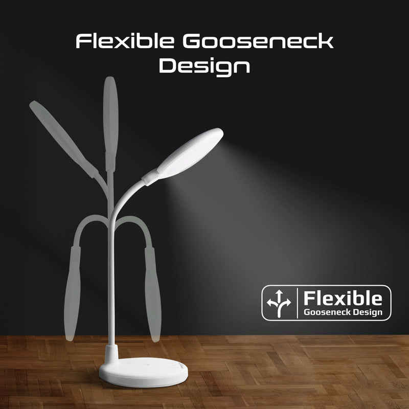 Flexible Gooseneck LED Desk Lamp with Ring Light Vanity Mirror and touch controls
