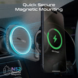 2-in-1 MagSafe Compatible 15W Wireless Car Charger with Built-in Wireless Mono ENC Earphone