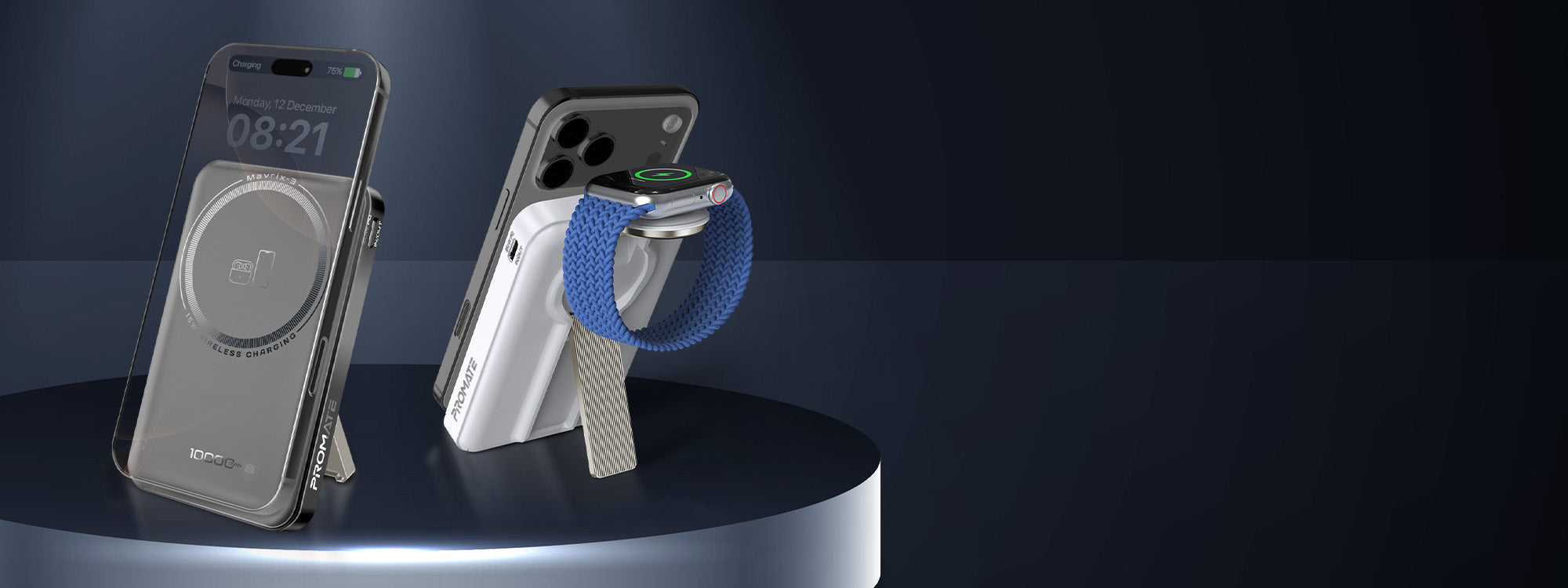 Ultra-Compact 3 in 1 MagSafe Compatible Wireless Charging Power Bank