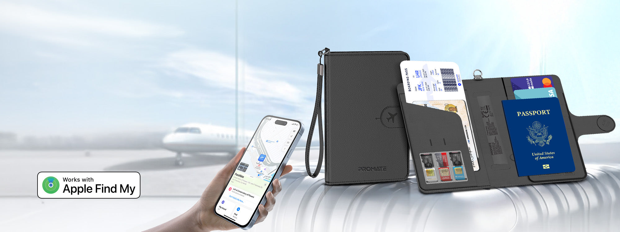 Anti-Loss Slim Leather Passport Holder with RFID Protection & Smart Tracking
