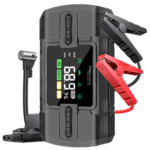 1200A/12V High-Capacity Jump Starter 150PSI Air Compressor with 12000mAh Power bank & Flashlight