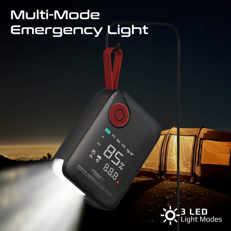 800A/12V High-Capacity Jump Starter 150PSI Air Compressor with 10000mAh Power Bank & Flashlight