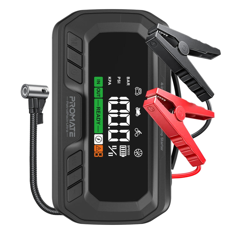 3000A/12V High-Capacity Jump Starter 150PSI Air Compressor with 16000mAh Power bank & Flashlight