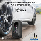 3000A/12V High-Capacity Jump Starter 150PSI Air Compressor with 16000mAh Power bank & Flashlight
