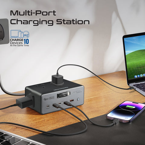 160W GaNFast™ PD 3.1 Charging Station with 3250W Quad AC Sockets