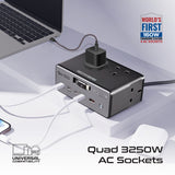 160W GaNFast™ PD 3.1 Charging Station with 3250W Quad AC Sockets