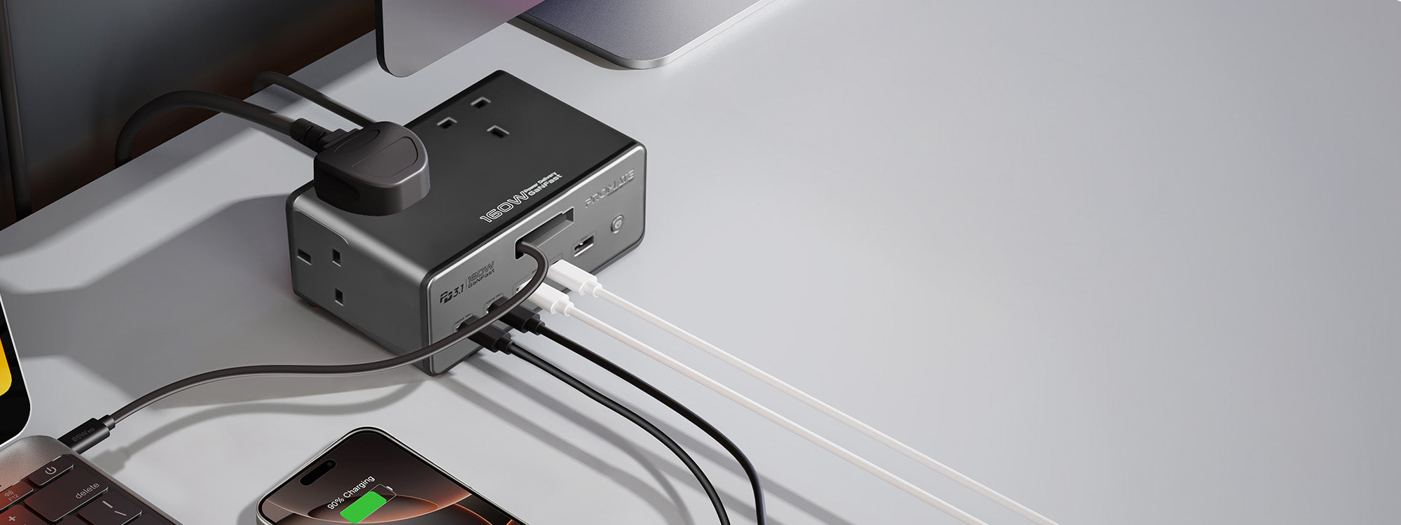 160W GaNFast™ PD 3.1 Charging Station with 3250W Quad AC Sockets