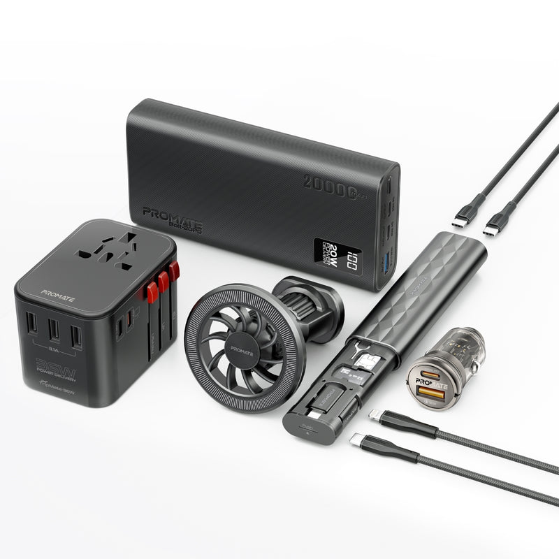 7 in 1 Portable Essential Electronic Accessories Travel Kit – Promate ...