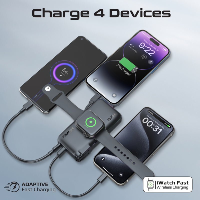 Ultra-compact Fast-Charging Power Bank with AC Charger, Apple Watch Charger and Built-In Lightning Cable