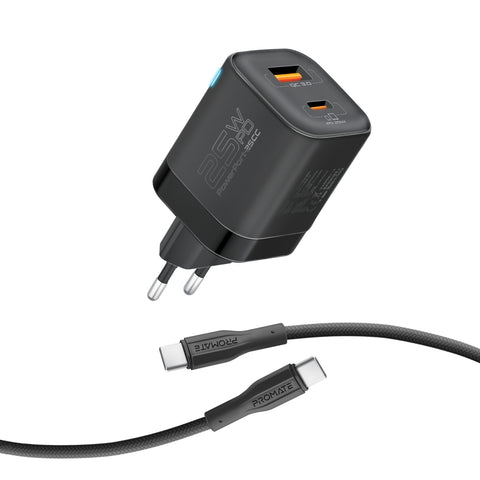 25W Dual Port Adapter Combo with 60W Fast Charging USB-C Cable