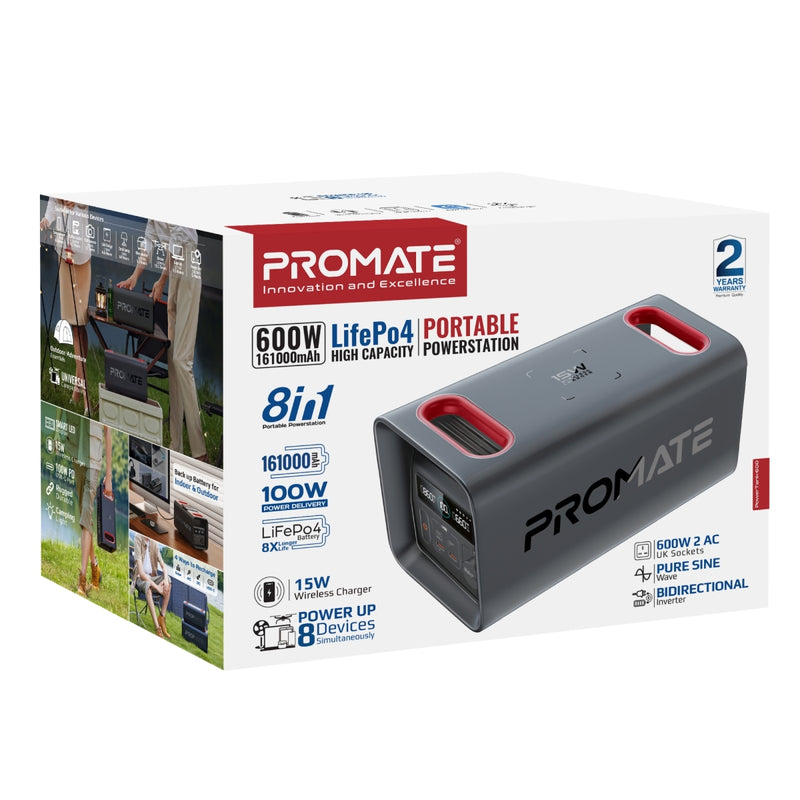 600W/161000mAh LiFePO4 High-Capacity Portable Power Station