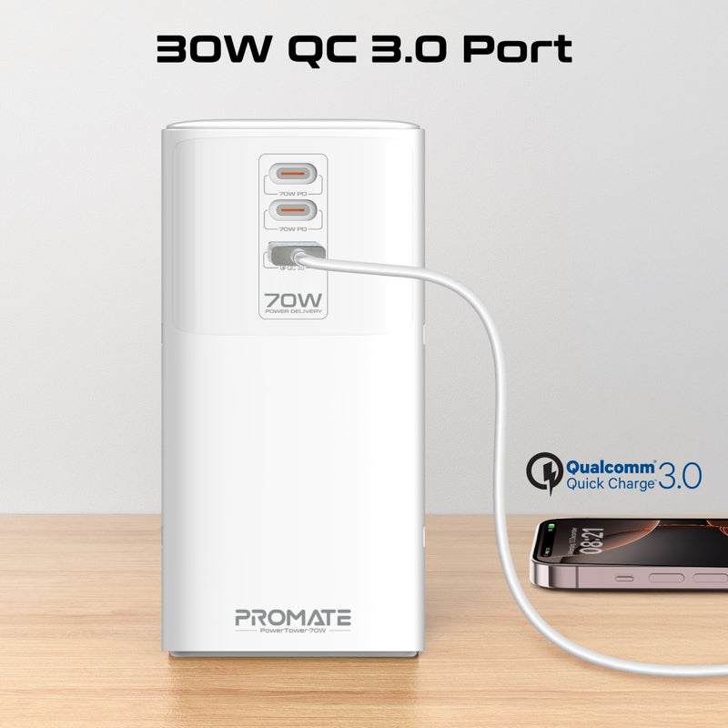 70W Multi-Port Charging Station with Quad AC Sockets