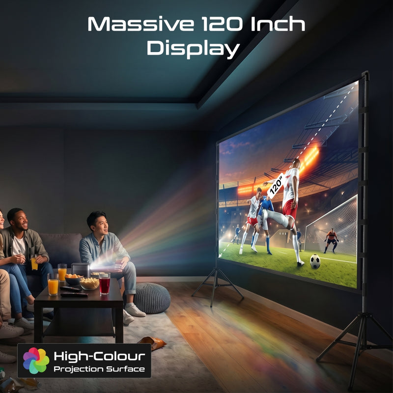120-Inch Compact Portable Projection Screen with Dual Stand