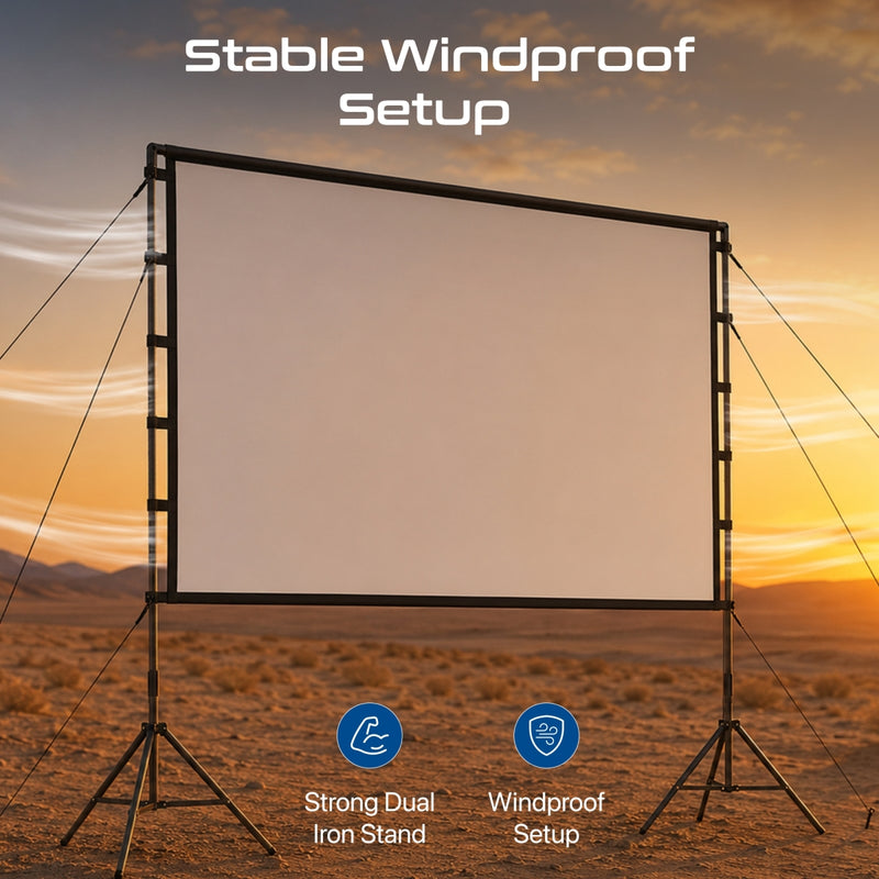 120-Inch Compact Portable Projection Screen with Dual Stand