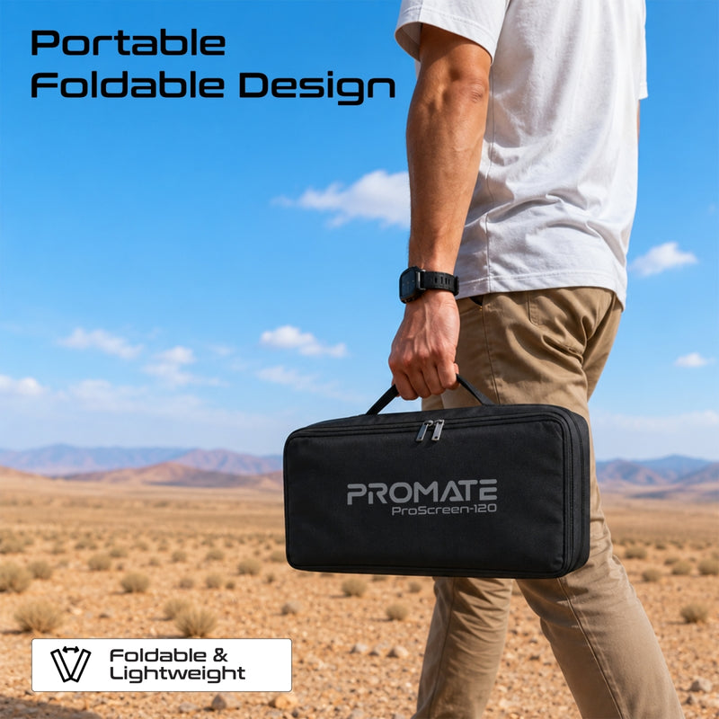 120-Inch Compact Portable Projection Screen with Dual Stand