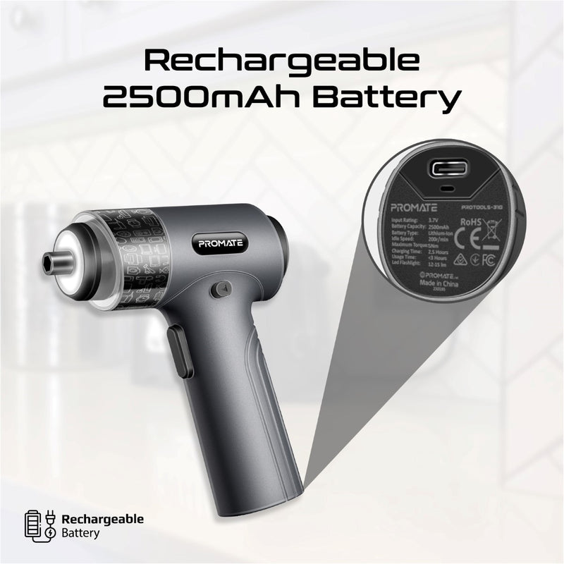 36-Pieces Wireless Electric Screwdriver Kit with LED Fill Light