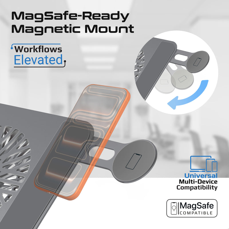 Multi-Level Laptop Cooling Stand w/ Magnetic Fan & Phone Mount