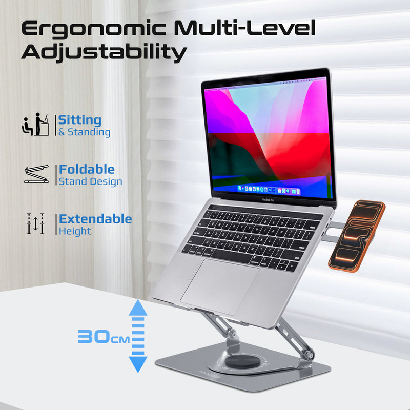 Multi-Level Laptop Cooling Stand w/ Magnetic Fan & Phone Mount