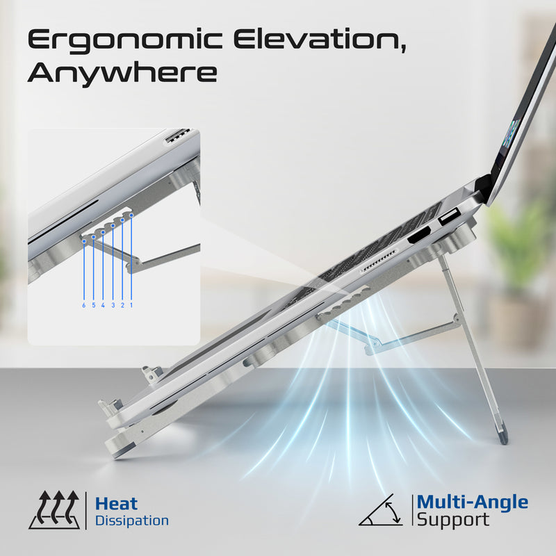 Compact Multi-Level Folding Laptop Stand w/ Anti-Slip Design