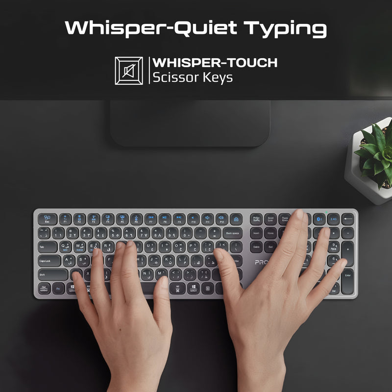 Prokeys 2 Full-Size Triple-Mode Slim Wireless Keyboard w/ Scissor Keys, & Multi ...