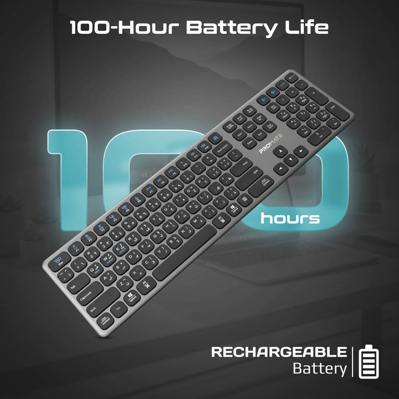 Prokeys 2 Full-Size Triple-Mode Slim Wireless Keyboard w/ Scissor Keys, & Multi ...