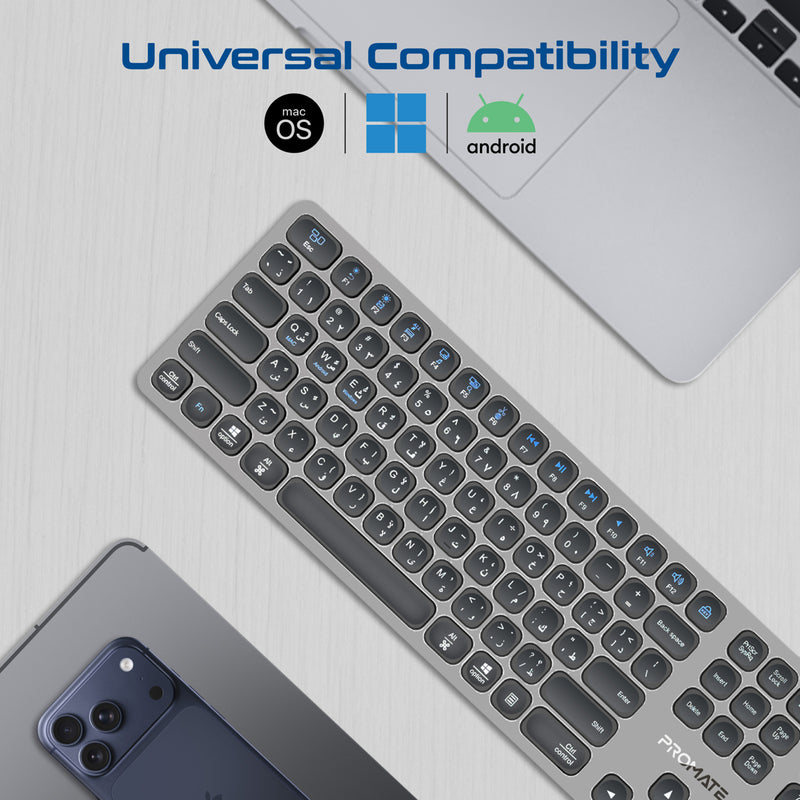 Prokeys 2 Full-Size Triple-Mode Slim Wireless Keyboard w/ Scissor Keys, & Multi ...