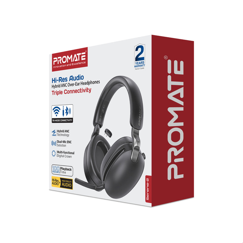 Hi-Res Audio Hybrid-ANC Over-Ear Headphones with Triple Connectivity