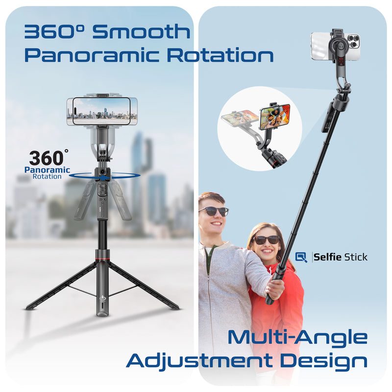 Selfie Stick Q13 Con AI E Luci A Doppio Anello – Treppiede Motorizzato Con Tracciamento Facciale A 360°