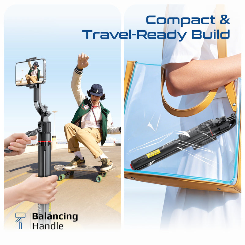360° Ai Face Tracking Telescopic Selfie Stick with Auto Pop open Tripod Base